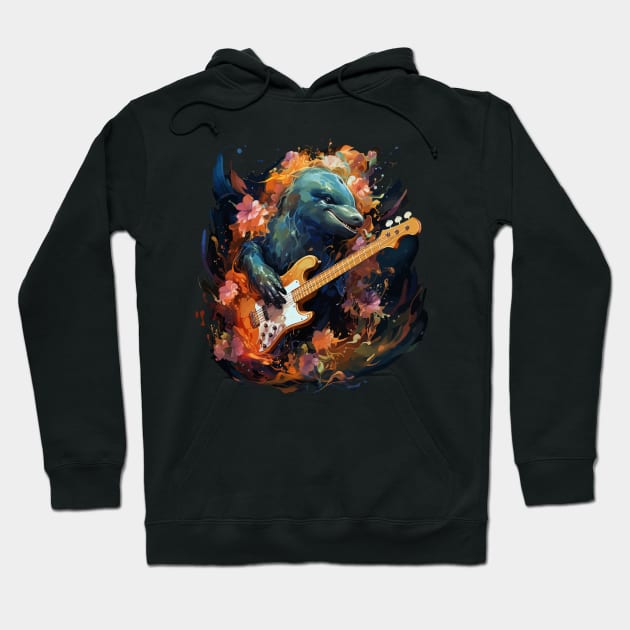 Porpoise Playing Guitar Hoodie by JH Mart